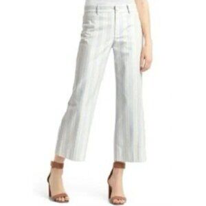 Gap Wide Leg Crop Pants Women's Size 6 Petite Blue & White Striped Casual